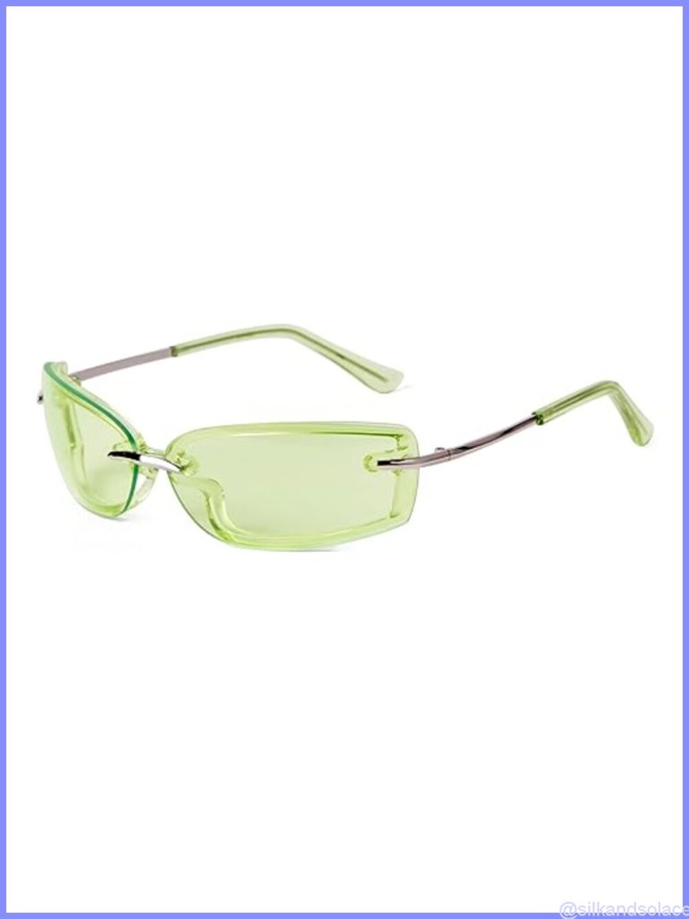 Y2K Rectangle Wrap Around Rimless Sunglasses UV Protection Trendy Retro